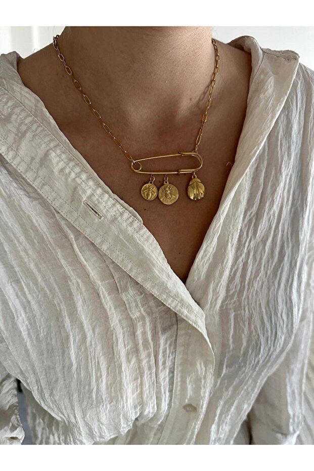 Çelik Charm Kolye - 1