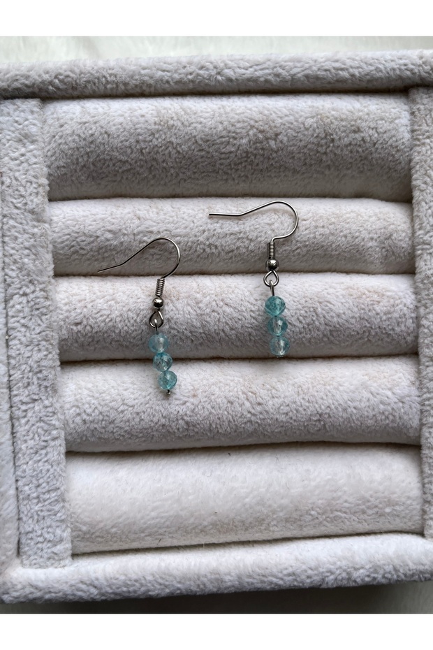 Minimal Topaz Stone Steel Earrings Handmade