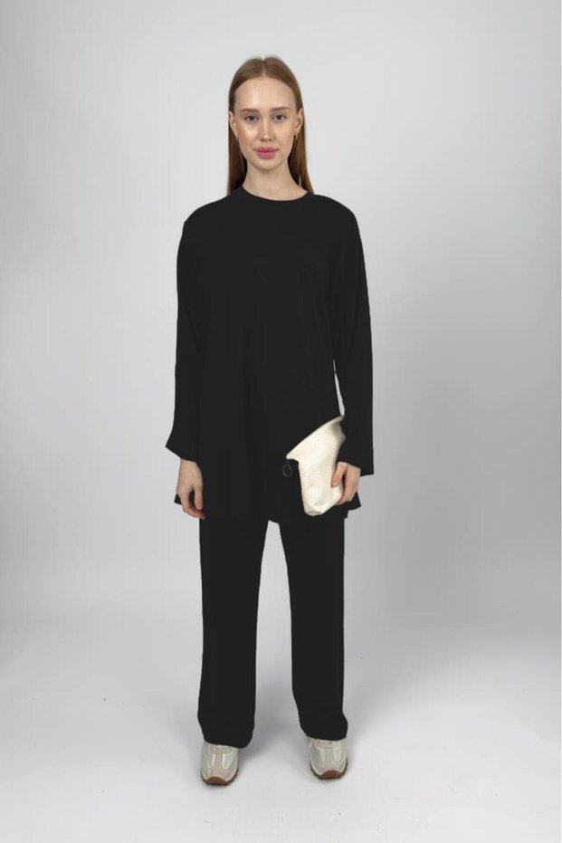 Women's Modal Tunic Pants Set Black