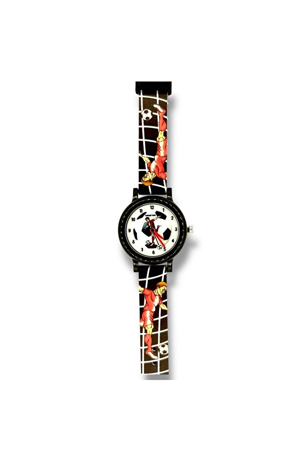 FM ANALOG KIDS WRISTWATCH WITH SOCCER FIGURE BLACK AND WHITE