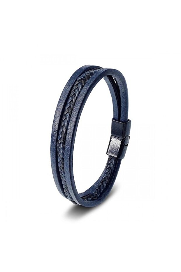 Navy Blue Black Hair Braid and Steel Bracelet 31833B10D1