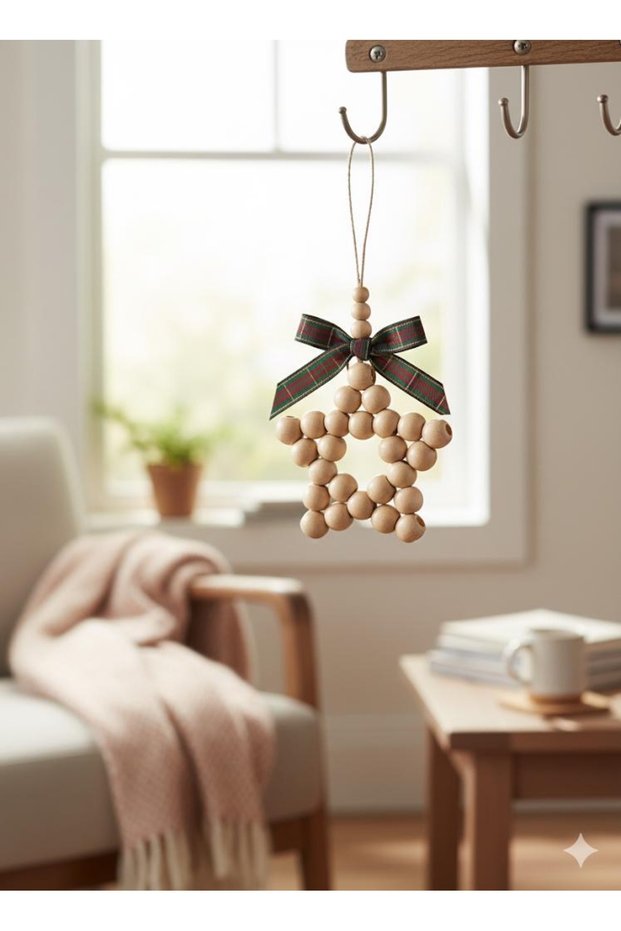 3-Piece Wooden Beaded Star Coffee Corner, Door Decoration, Bohemian Decor, Christmas Decoration