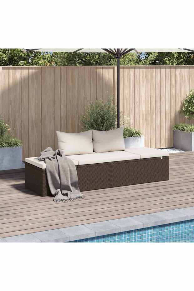 Garden Bed Brown 195x60 cm Poly Rattan
