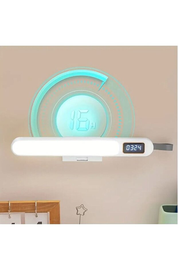 Rechargeable LED Reading Table Lamp With Clock and 3 Color Modes Stepless Dimming Remote Contro - 5