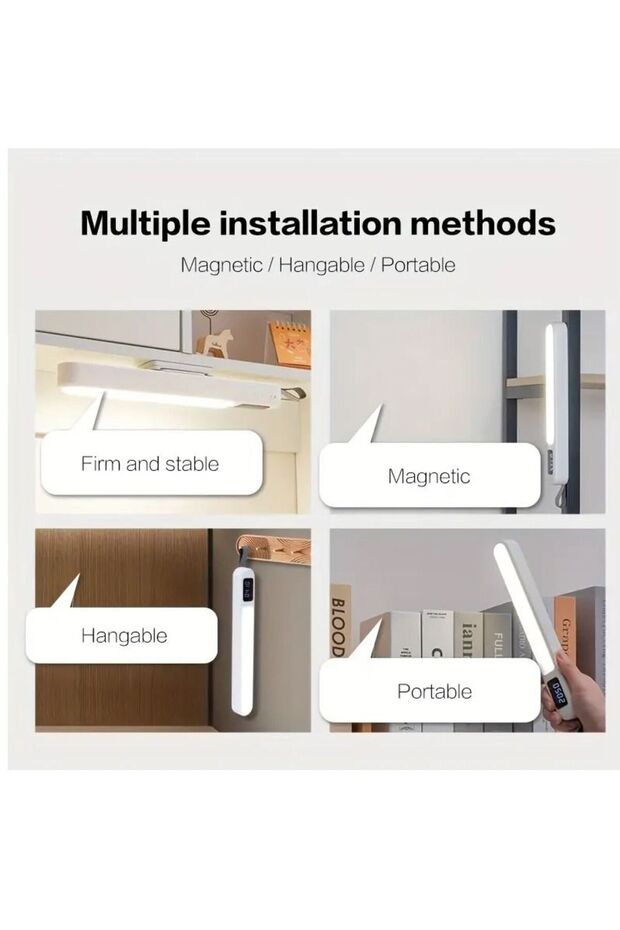 Rechargeable LED Reading Table Lamp With Clock and 3 Color Modes Stepless Dimming Remote Contro - 6