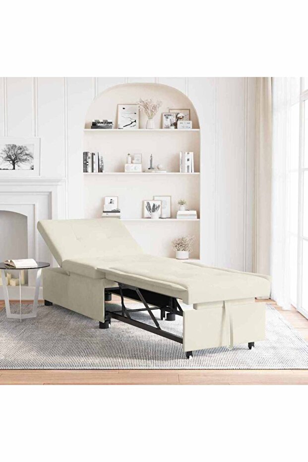 Sofa Bed Cream 194 x 67 x 82 cm Velvet
