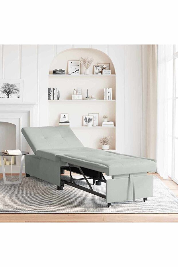 Sofa Bed Light Grey 194 x 67 x 82 cm Velvet