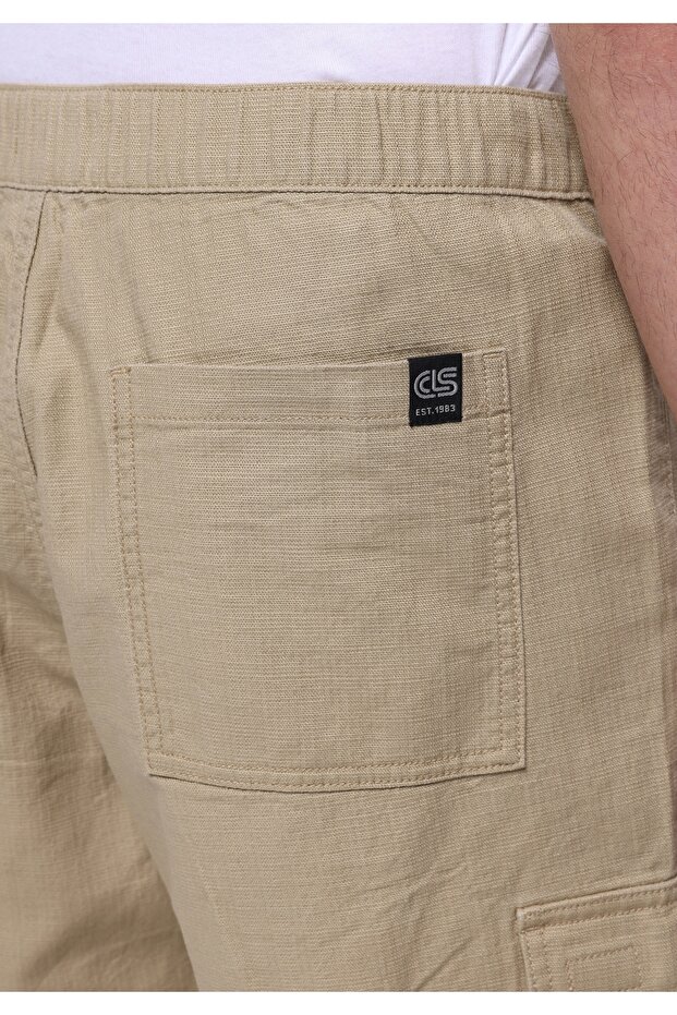 Regular Fit Orta Bel Düz Erkek Bej Şort - 6