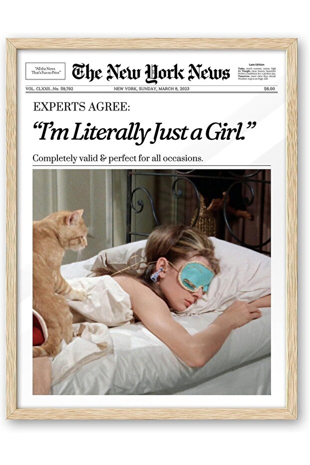 Trendy Newspaper Audrey Hepburn Wall Art With Outer Frame Retro Home Decor