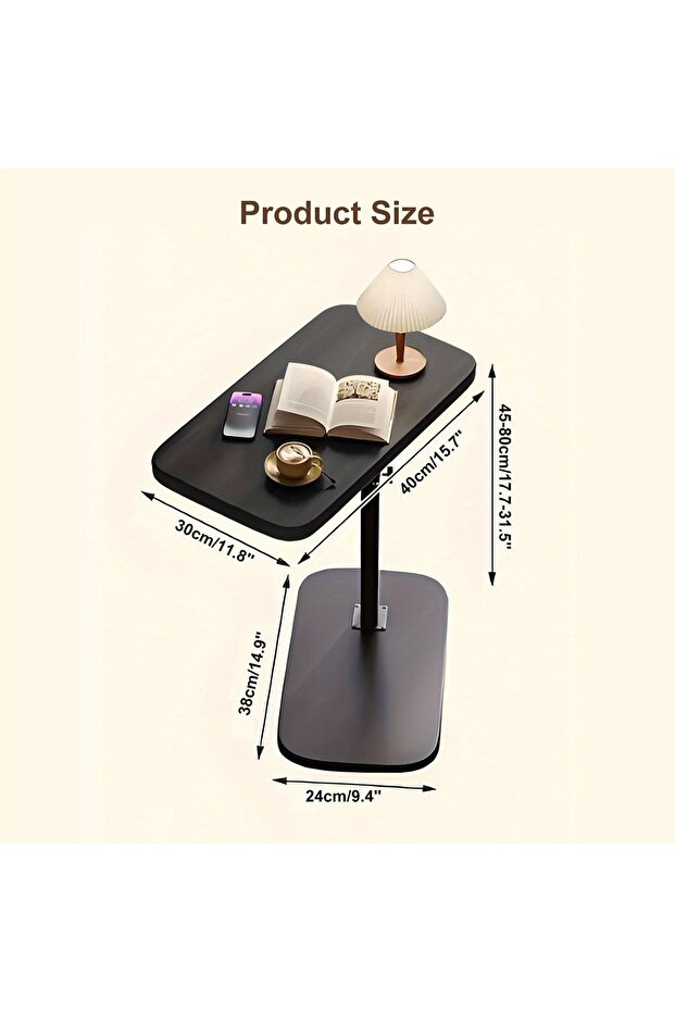 C-Shaped Side Table coffee table Multi-Functional for Sofa and Bedside Use, 360° Swivel Feature40*30 - 8