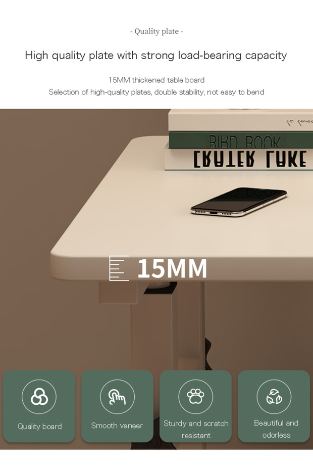 Liftable 3-layer Study Desk Office Computer Table Work Station With Bookshelf Home Writing Desk - 5