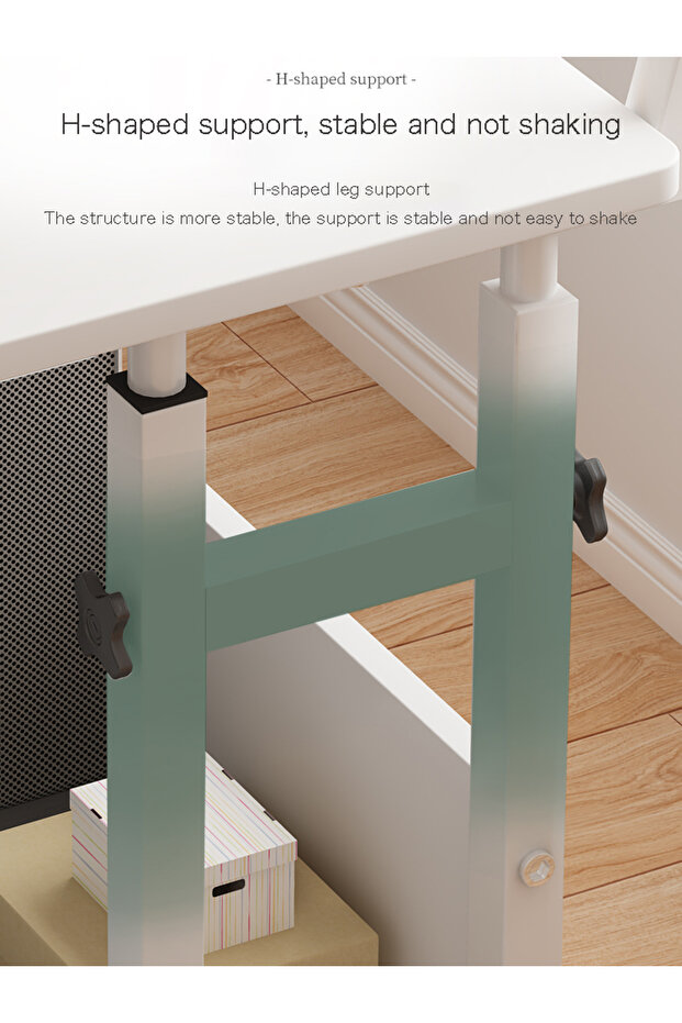 Liftable 3-layer Study Desk Office Computer Table Work Station With Bookshelf Home Writing Desk - 7