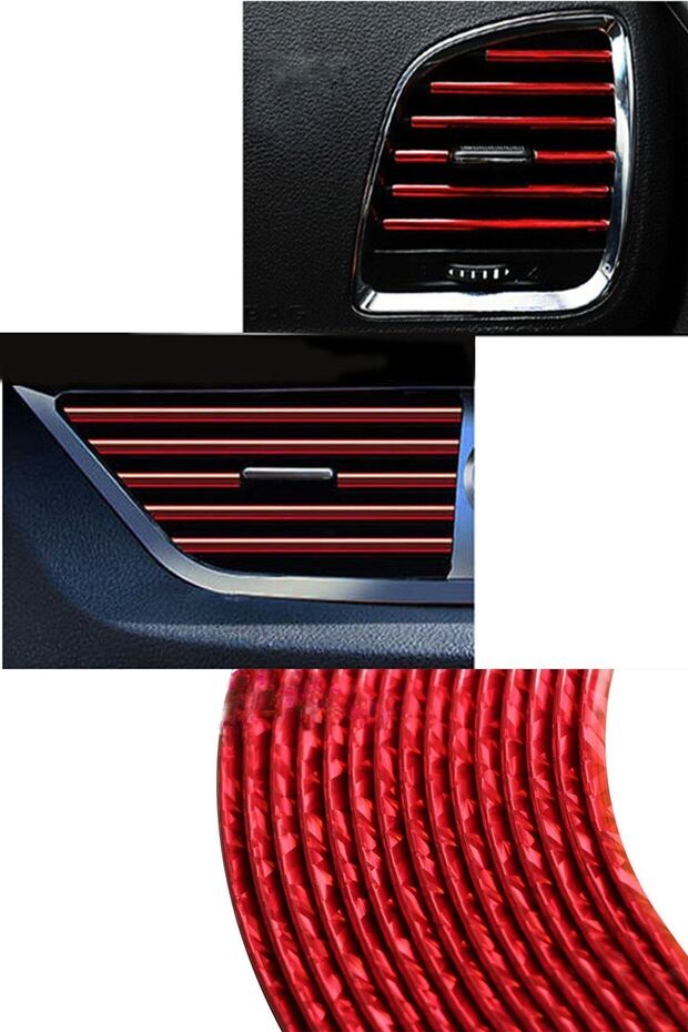 Interior Air Conditioning Grille Air Outlet Decorative Strips Air Conditioning Strip Pearlescent Red