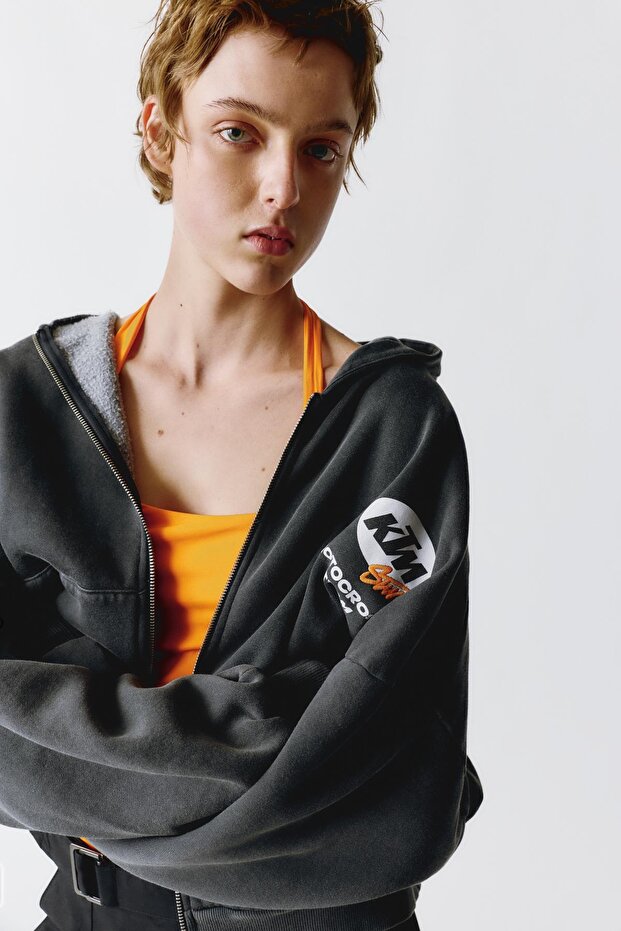 KTM x STWD fermuarlı kapüşonlu sweatshirt - 1