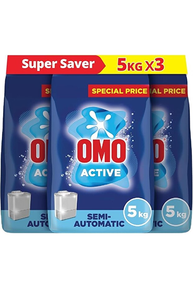 مسحوق غسيل شبه أوتوماتيكي، فعال، 5 كجم × 3