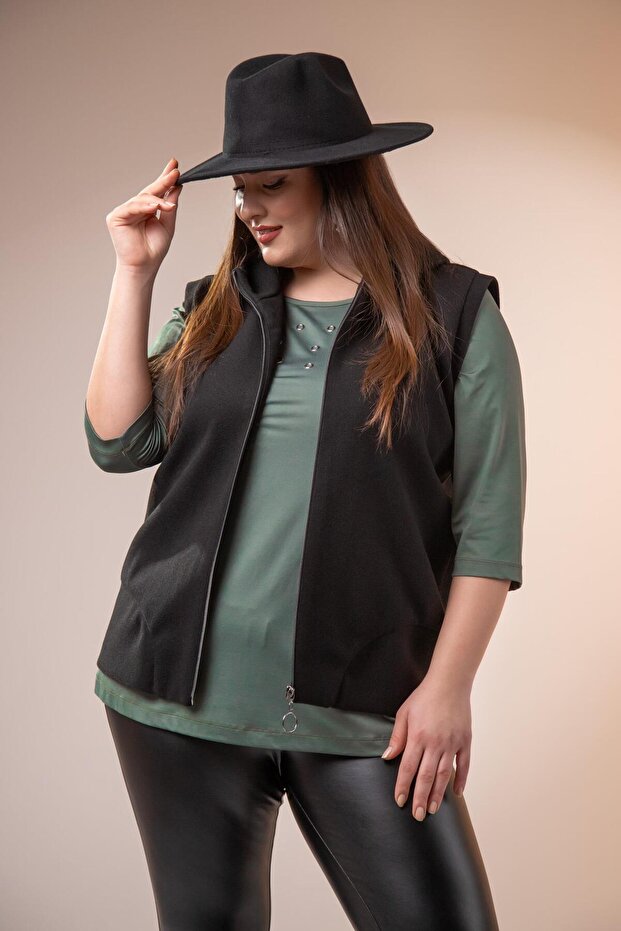 122153 Women's Plus Size Cashmere Vest Black