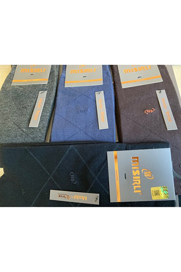 Modal Ekose Desen Erkek Çorap 12 adet - 2