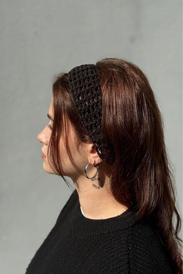 Black Mesh Style Braided Headband, Perforated Headband, Braided Bandana