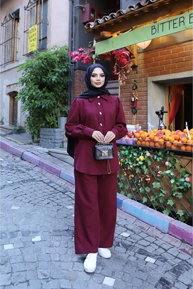 Buttoned Suede Set - 1