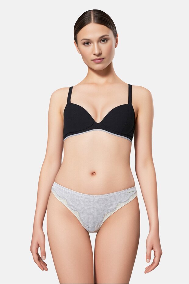 Women Heather Thong Panty, Grey