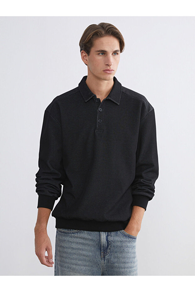 Xside Polo Neck Long Sleeve Men's Sweatshirt