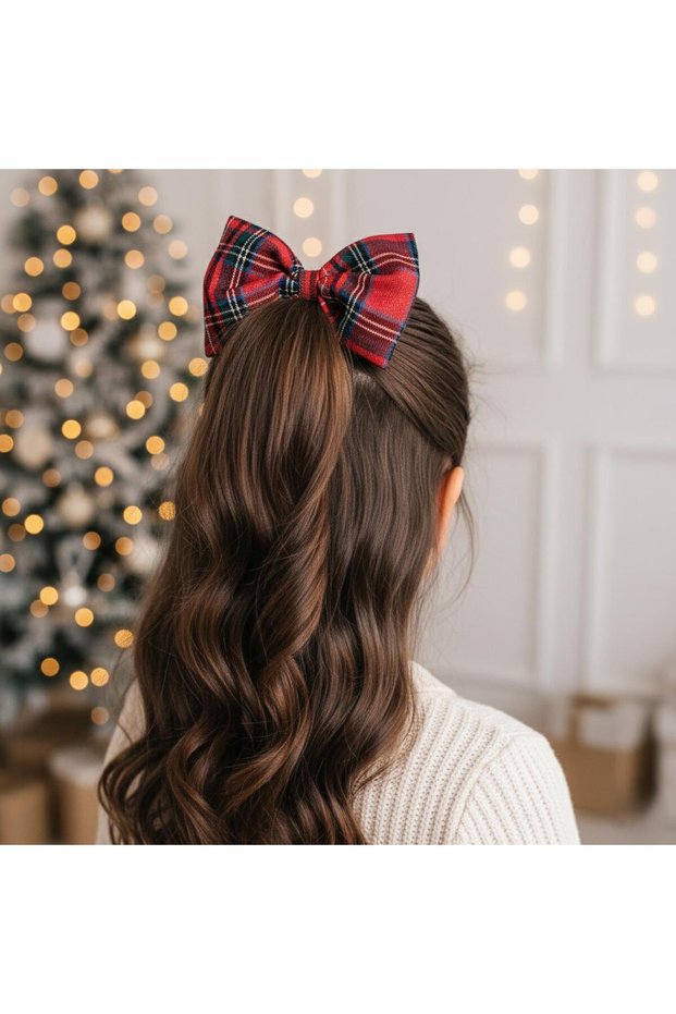 Baby Girl Children's Plaid Red Clip Buckle