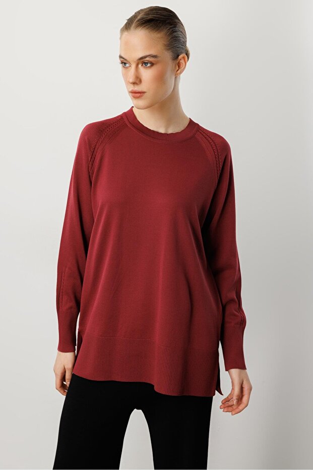Reglan Kol Basic Triko Tunik-BORDO - 1