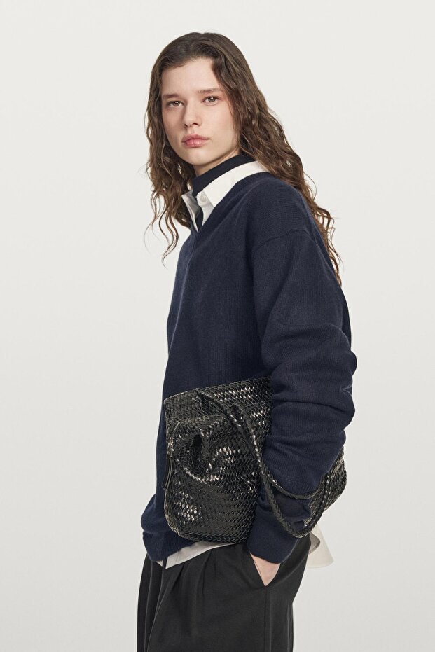 V yaka oversize triko kazak - 3