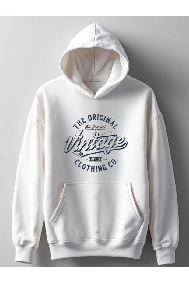 New Season Vintage Printed 3 Yarn Cotton Cap Hooded Eatshirts