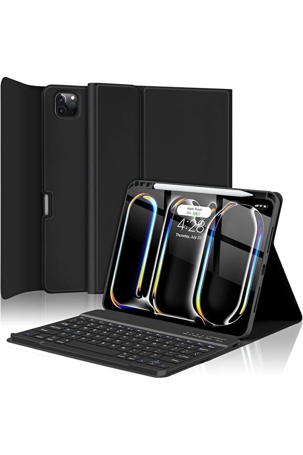 Case for iPad Pro 11-inch (M4) 2024 Case with Keyboard (Black)