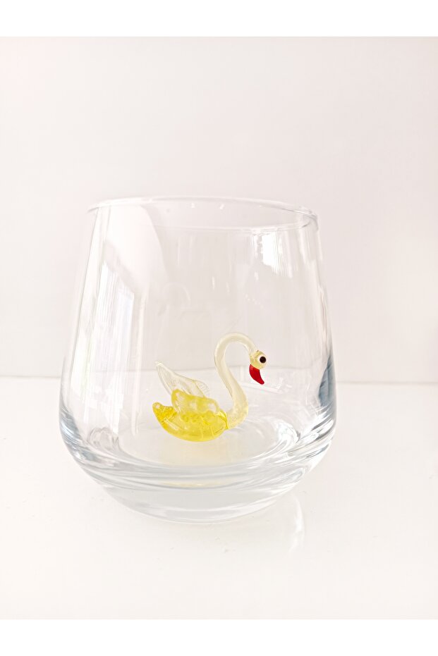 Decorative Water Glass with Swan Glass Figure - Single
