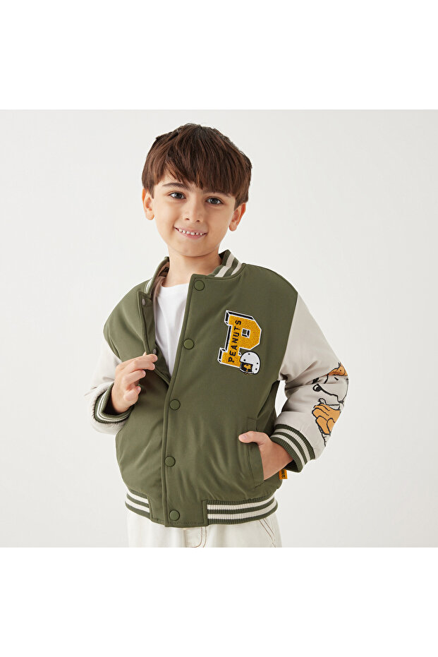 جاكيت بأزرار وطبعة كلب سنوبي مع جيوب - 1