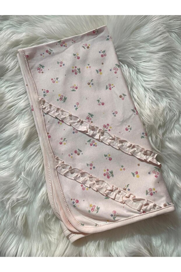 بطانية قطنية ممشطة منقوشة بنقشة الكرز للأطفال - 5