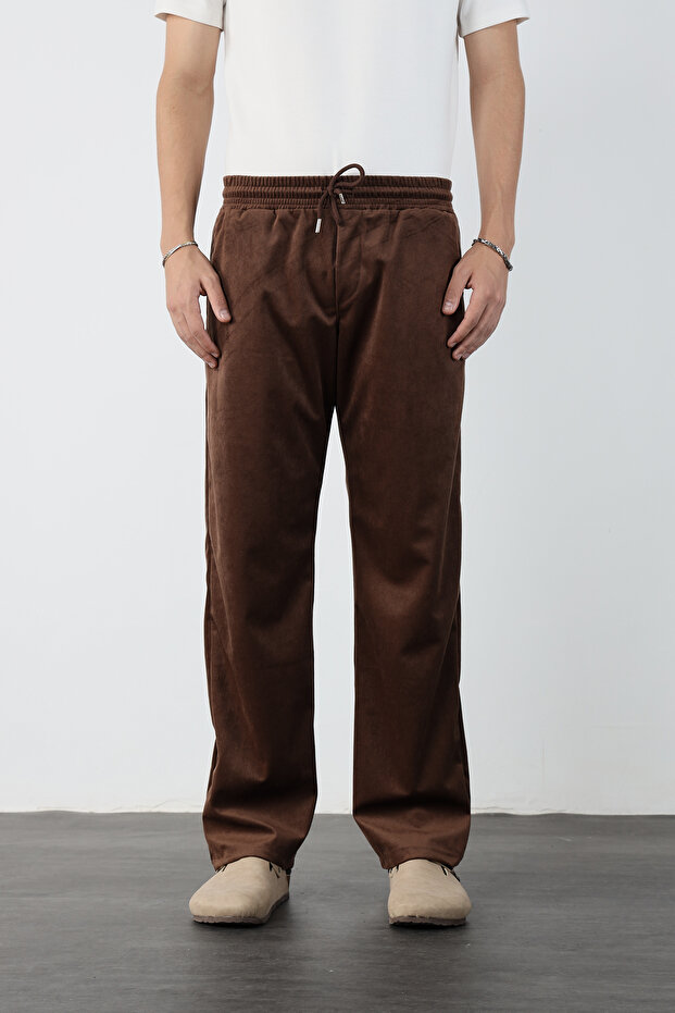 Thin F Corded Fabric Velvet Baggy Pants