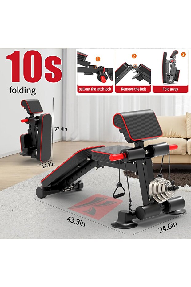 مقعد تمارين قابل لتعديل الوزن، مقعد تمارين متعدد الوظائف قابل للطي - 4