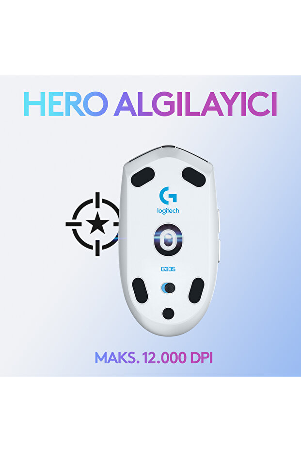 G G305 LIGHTSPEED 12.000 DPI Kablosuz Oyuncu Mouse, Beyaz 910-005292 - 3