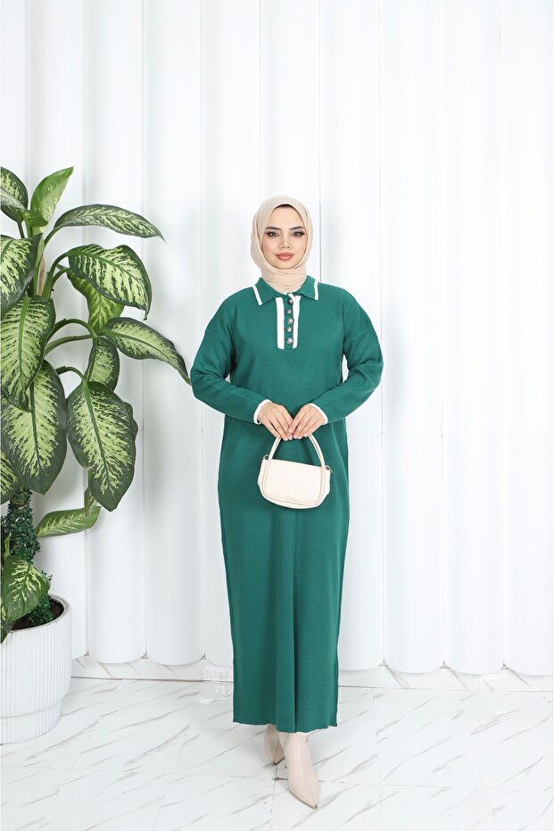 Polo Neck Knitwear Dress