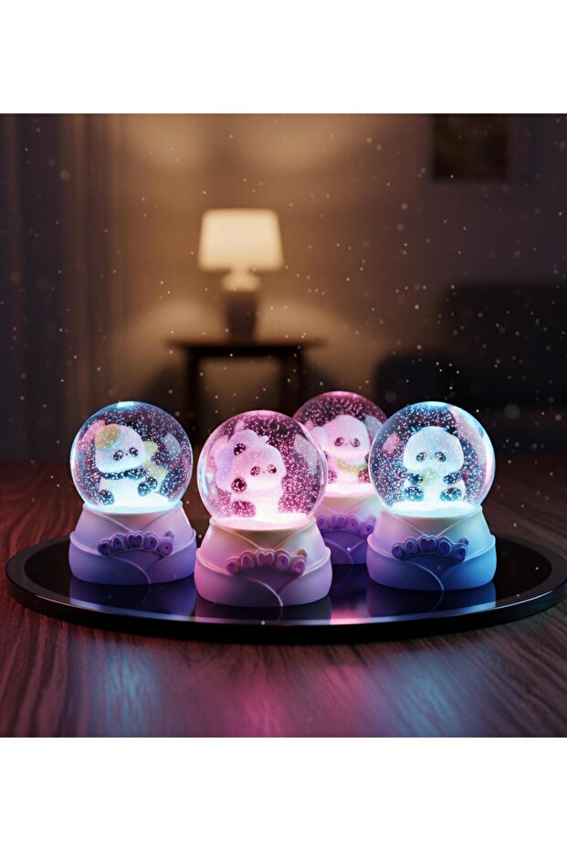 Panda Orta Boy Işıklı Kar Küresi - 3