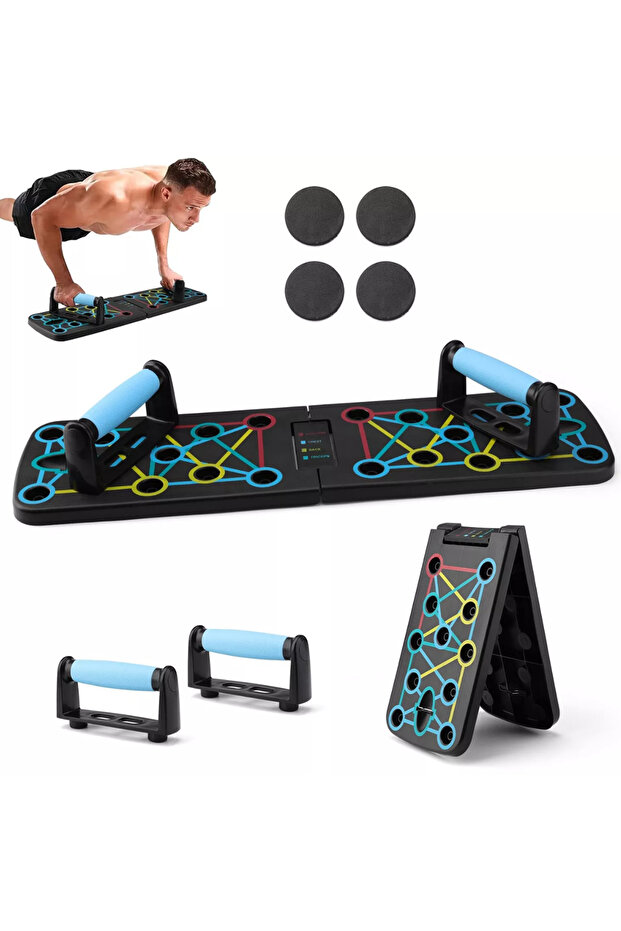Foldable support, for push-ups and exercises, non-slip, 63 x 18 cm - 1