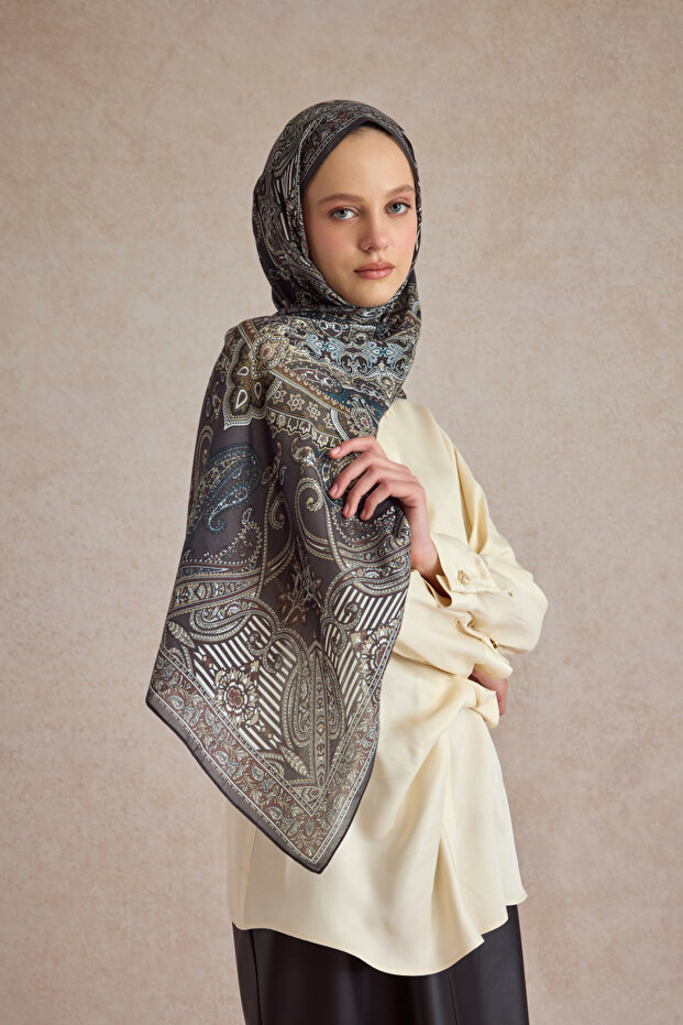 Pamuk Şal Shadow Olive - 5