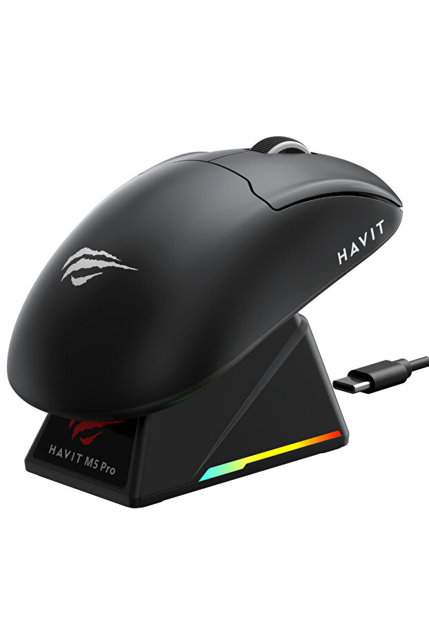 Gamenote M5 PRO Superlight Kablosuz Gaming Mouse - 30.000 DPI, PAW3950 - RGB Şarj Standlı - Ekranlı - 7