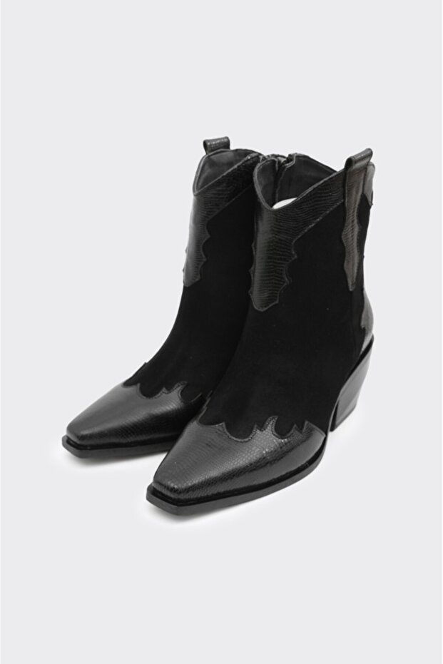 Hakiki Deri Fermuarlı Kadın Bot - 2