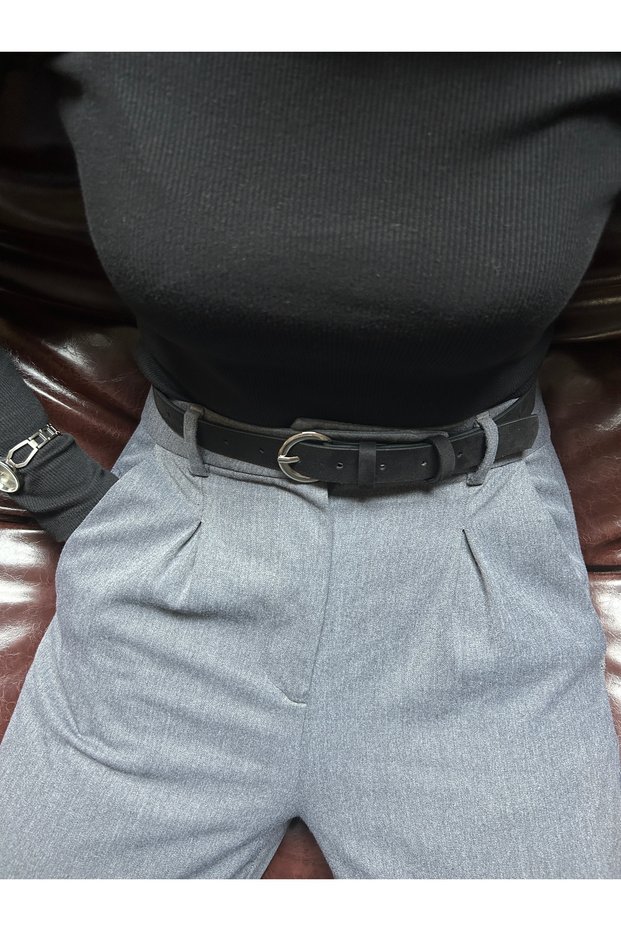 Illume Round Patterned Suede Women's Silver Buckle Belt Jacket Belt Dress Belt Trouser Belt