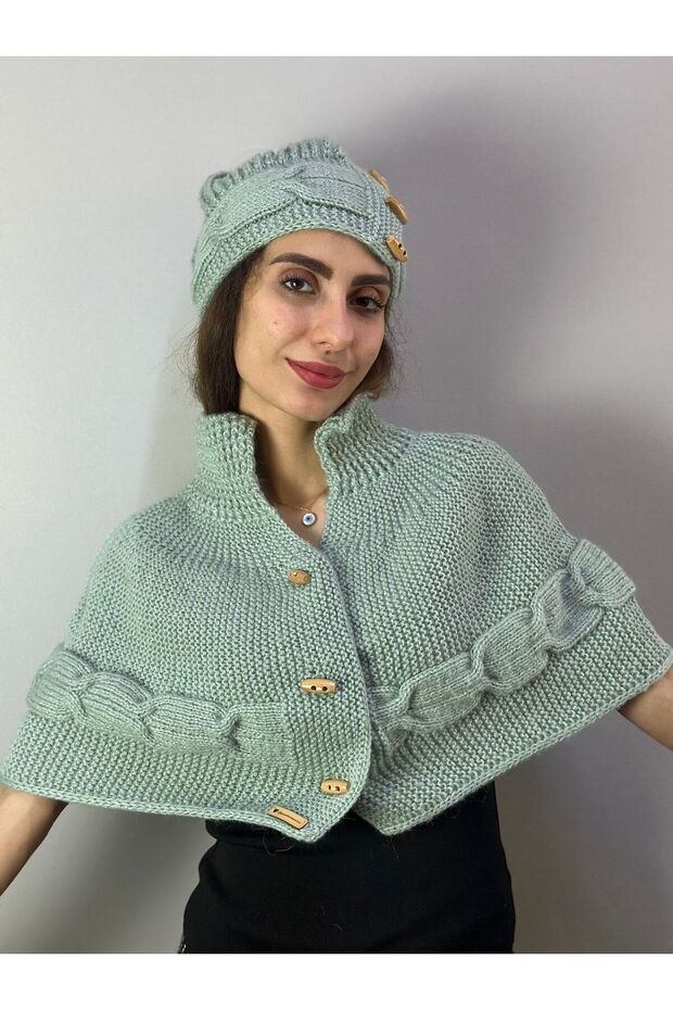 Hand Knitted Beanie Bolero Women's Set