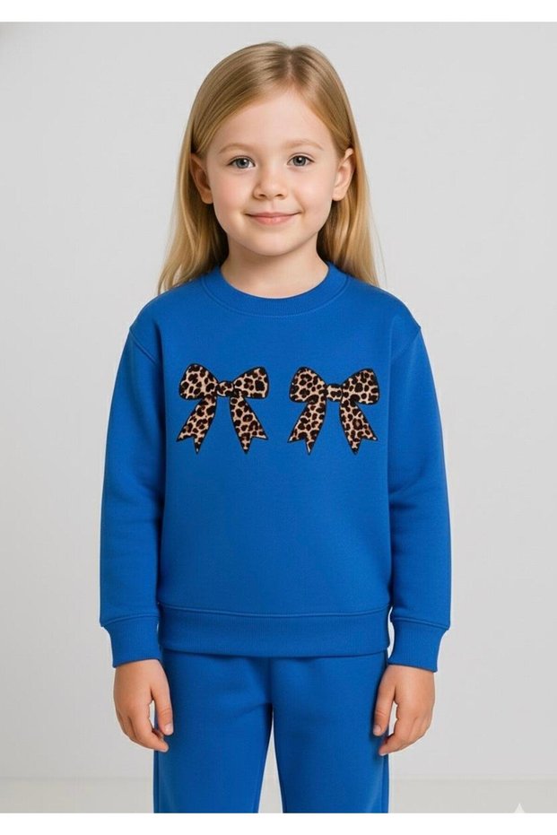 Tracksuit Set Brown with Beneded Ribbon Pattern for Ages 3-4-5-6-7-8-9-10-11-12