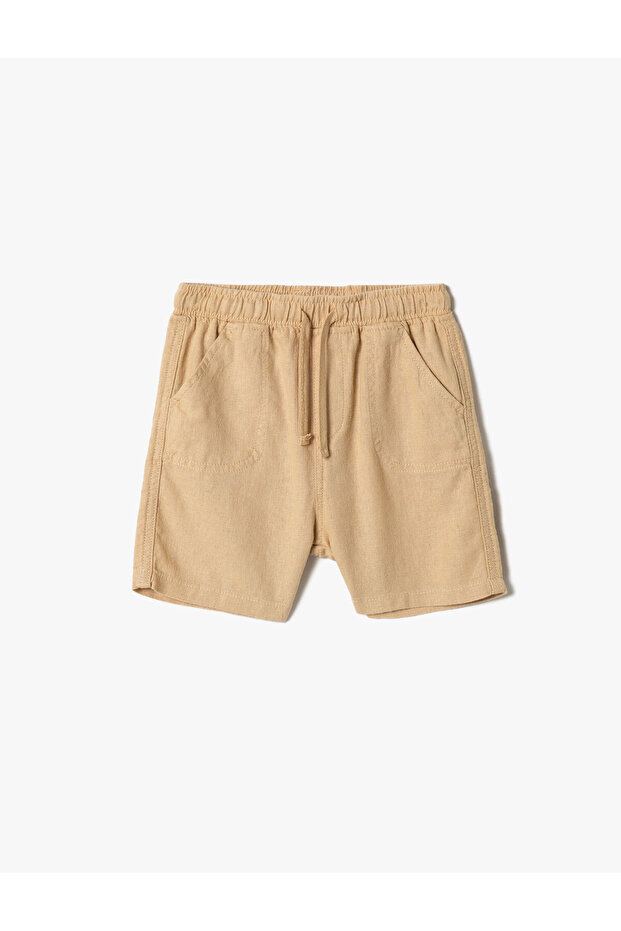 Linen Blend Shorts Tie Waist