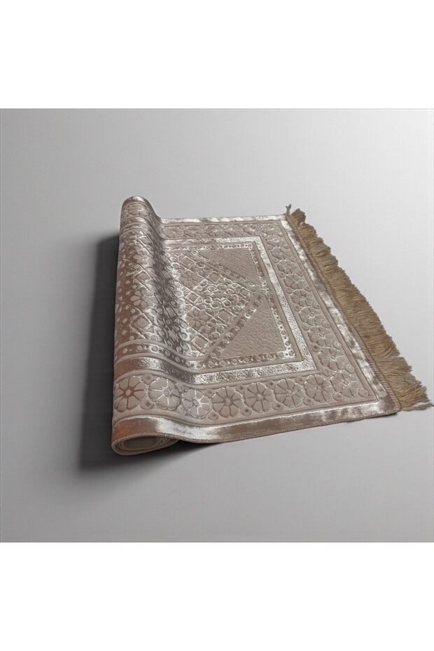 Velvet Islamic Prayer Mat – Pink Floral Elegance