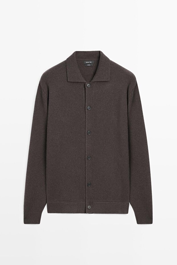 Polo yaka %100 yün triko hırka kazak - 5