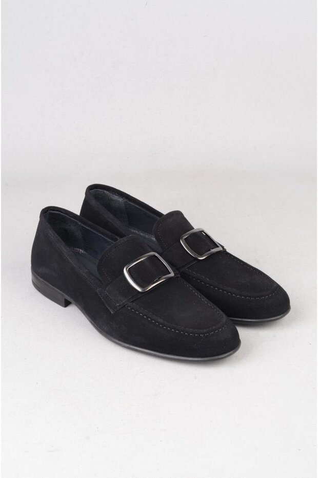 Select 14000 Genuine Leather Buckle Special Edition Men's Shoes Black Suede