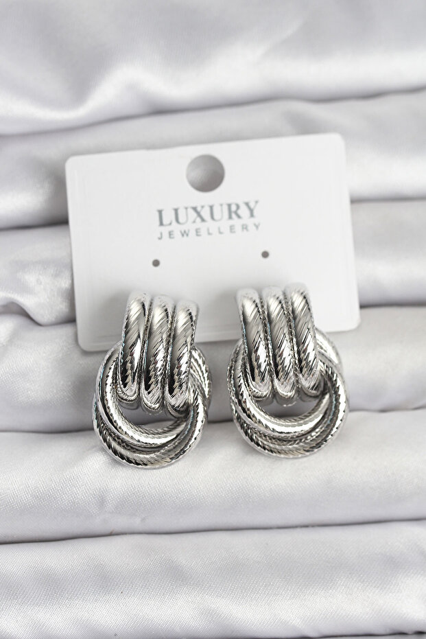 Silver Color Hoop Model Brass Women's Earrings